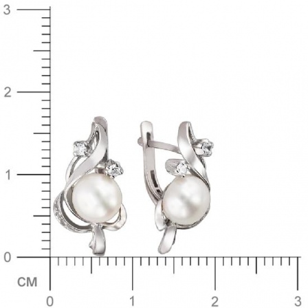 Серьги с жемчугом, фианитами из серебра (арт. 831490)