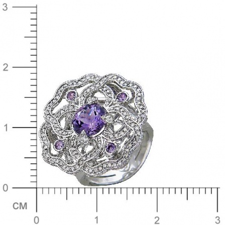 Кольцо Цветы с бриллиантами, гиацинтом из белого золота 750 пробы (арт. 831539)