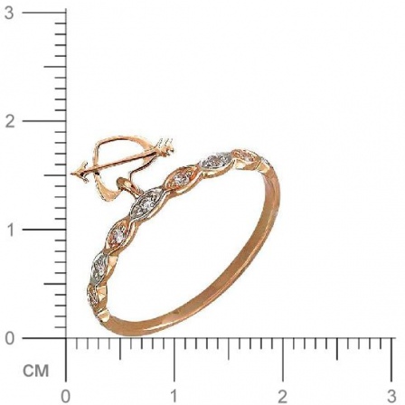 Кольцо Сердце с подвеской с фианитами из красного золота (арт. 831938)
