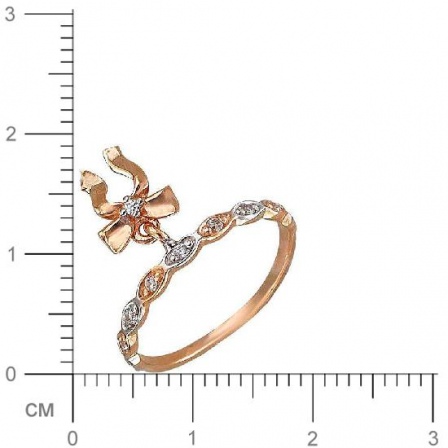Кольцо Бантик с подвеской с фианитами из красного золота (арт. 831939)