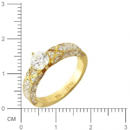 Кольцо с бриллиантами из желтого золота 750 пробы (арт. 832303)