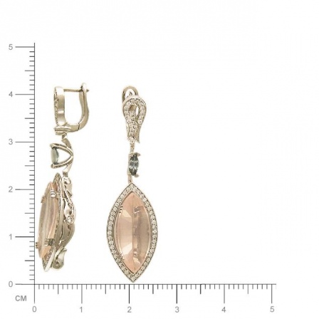 Серьги с бриллиантами, гранатами из белого золота 750 пробы (арт. 832334)