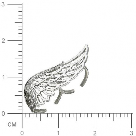 Кольцо на два пальца Крыло с фианитами из серебра (арт. 832372)