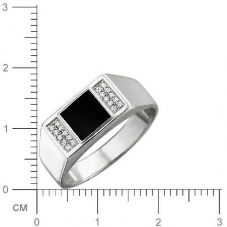 Кольцо с фианитами, ониксом из серебра (арт. 832432)