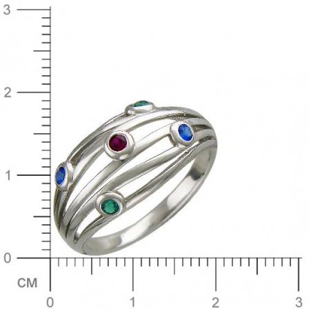Кольцо с рубином, шпинелью из серебра (арт. 832506)