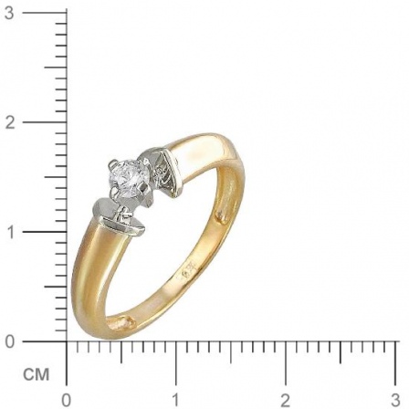 Кольцо с фианитом из комбинированного золота (арт. 832691)