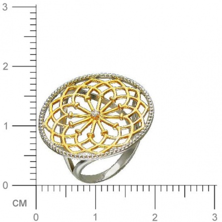 Кольцо с фианитом из серебра с позолотой (арт. 832818)