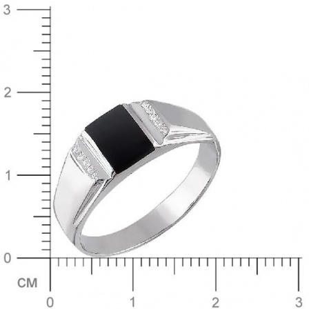 Кольцо с фианитами, ониксом из серебра (арт. 832822)
