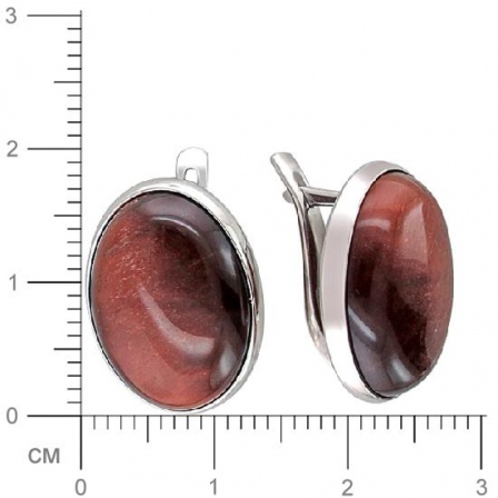 Серьги с тигровым глазом из серебра (арт. 832913)