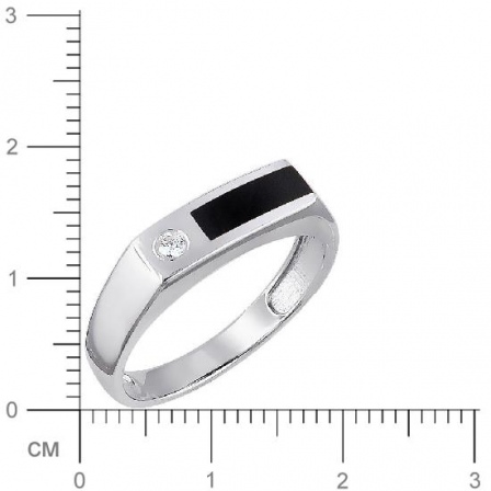Кольцо с фианитом, ониксом из серебра (арт. 833045)