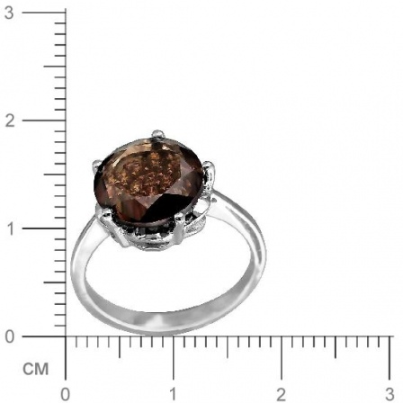 Кольцо с раухтопазом, фианитом из серебра (арт. 833273)
