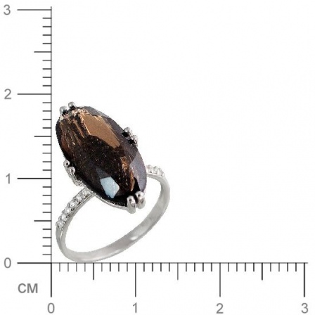 Кольцо с раухтопазом, фианитами из серебра (арт. 833283)