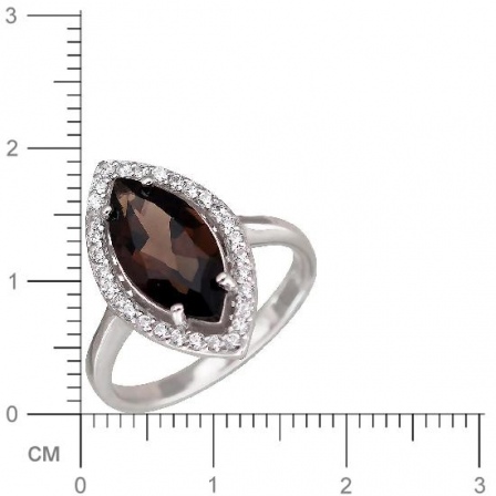 Кольцо с раухтопазом, фианитами из серебра (арт. 833296)
