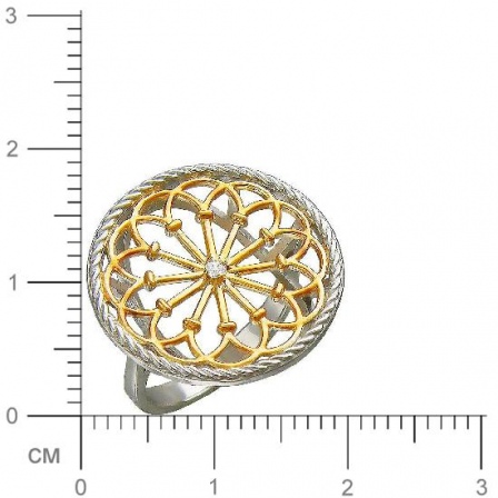 Кольцо с фианитом из серебра с позолотой (арт. 833373)