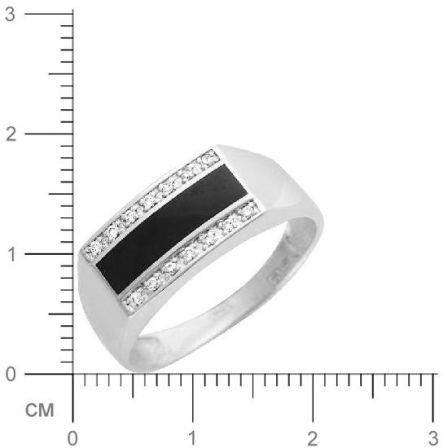 Кольцо с фианитами, ониксом из серебра (арт. 833546)