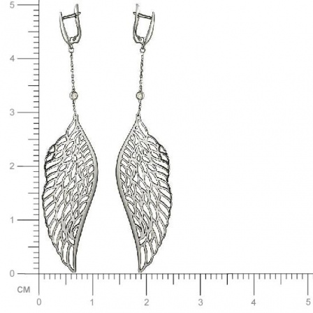 Серьги Крылья с фианитами из серебра (арт. 833698)