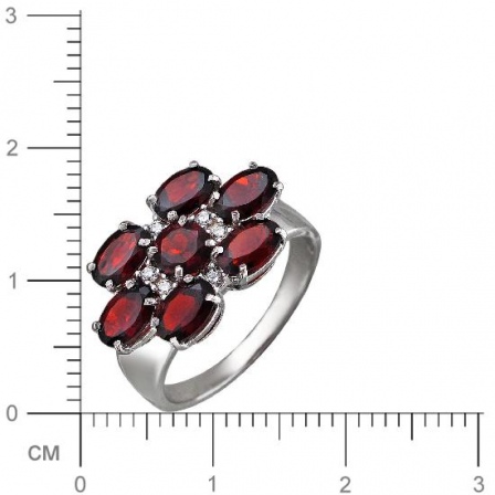Кольцо с гранатами, фианитами из серебра (арт. 833743)
