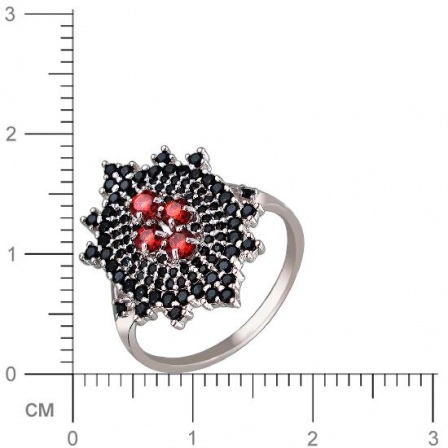 Кольцо с гранатами, фианитами из серебра (арт. 833748)