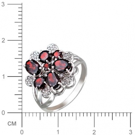 Кольцо с гранатами, фианитами из серебра (арт. 833750)