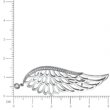 Брошь Крыло с фианитами из серебра (арт. 833785)