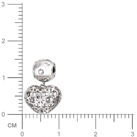 Подвеска-Шарм Сердце с фианитом из серебра (арт. 834038)