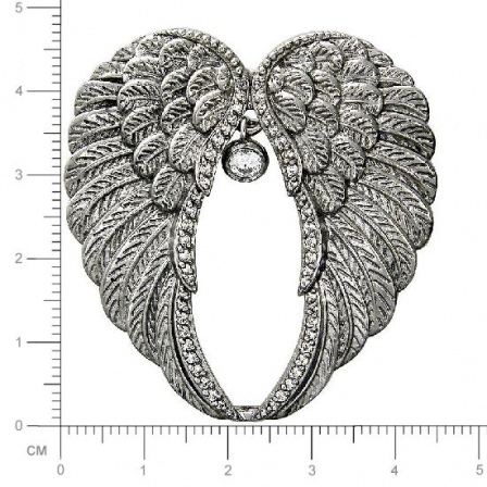 Брошь Крылья с фианитом из серебра (арт. 834069)