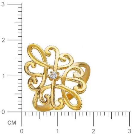 Кольцо с фианитом из желтого золота (арт. 834156)
