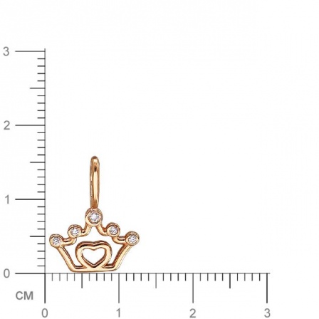 Подвеска Корона с фианитами из красного золота (арт. 834164)