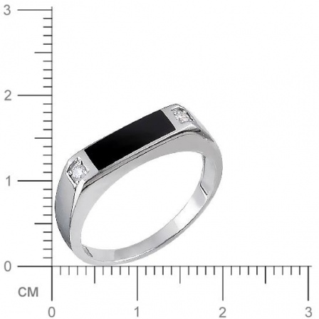 Кольцо с фианитами, ониксом из серебра (арт. 834514)