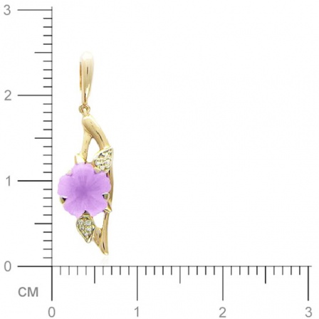Подвеска Цветок с аметистом и фианитами из комбинированного золота (арт. 835140)