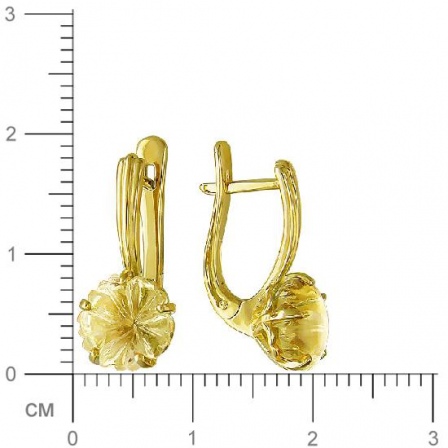 Серьги Цветы с 2 цитринами из жёлтого золота (арт. 835310)