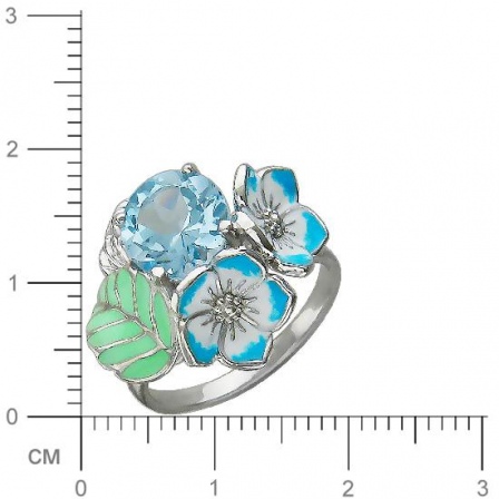 Кольцо Цветы с 1 топазом из серебра (арт. 835331)
