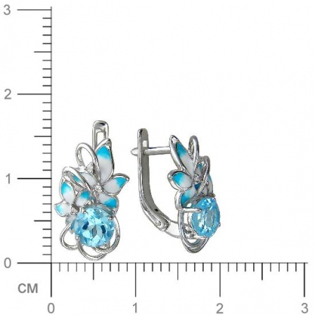 Серьги Цветы с топазами и фианитами из серебра (арт. 835404)