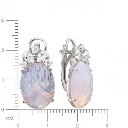 Серьги с ювелирным стеклом и фианитами из серебра (арт. 835499)