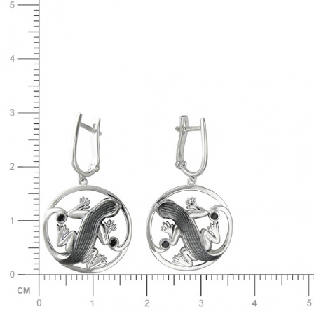Серьги Ящерки с 8 фианитами из серебра (арт. 835838)