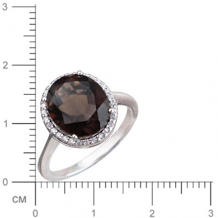 Кольцо с раухтопазом и фианитами из серебра (арт. 835980)
