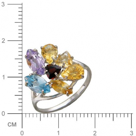 Кольцо с россыпью цветных камней из серебра (арт. 836264)