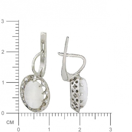 Серьги с лунным камнем и фианитами из серебра (арт. 836289)