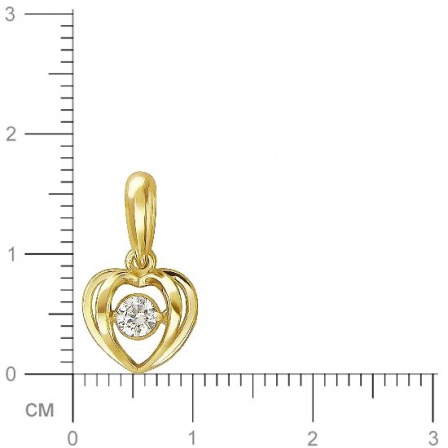 Подвеска Сердце с танцующим фианитом из жёлтого золота (арт. 836481)