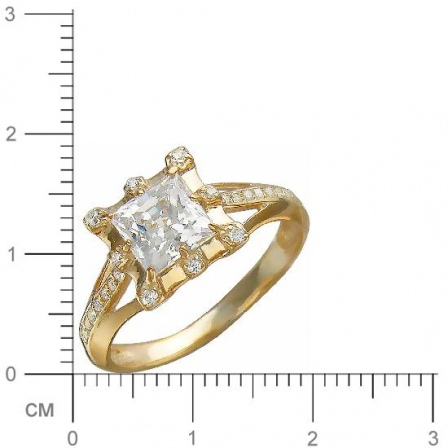 Кольцо с кристаллом swarovski и фианитами из серебра с позолотой (арт. 836495)