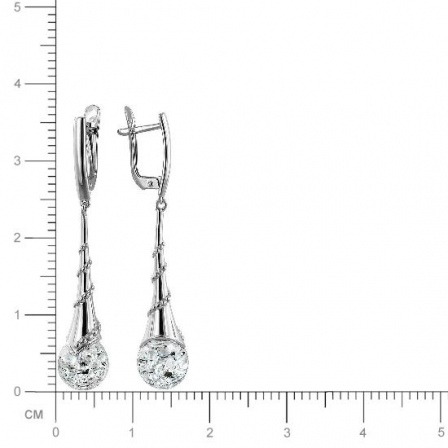 Серьги с плавающими фианитами из серебра (арт. 836606)