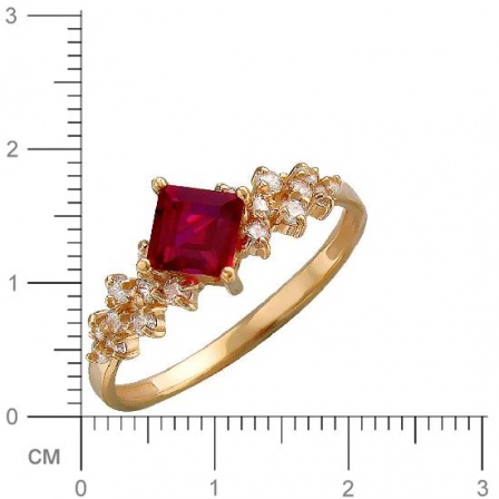 Кольцо с корундом и фианитами из красного золота (арт. 836799)