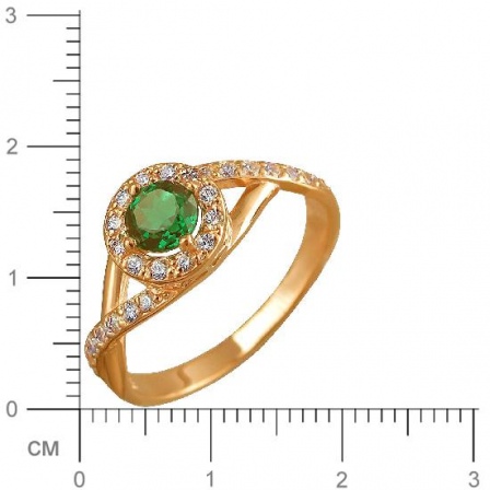 Кольцо с фианитами и корундом из красного золота (арт. 836920)
