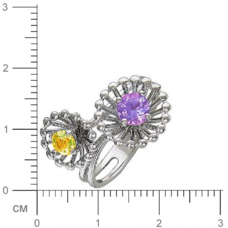 Кольцо с цитрином и аметистом из серебра (арт. 836926)