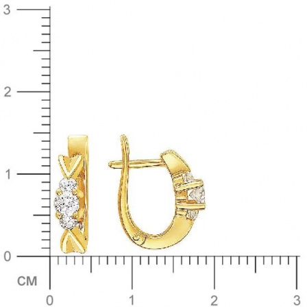 Серьги с 6 фианитами из жёлтого золота (арт. 837016)