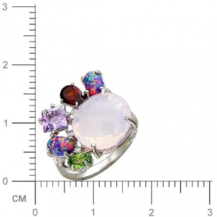 Кольцо с россыпью цветных камней из серебра (арт. 837660)