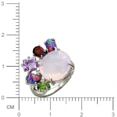 Кольцо с россыпью цветных камней из серебра (арт. 837661)
