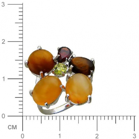 Кольцо с россыпью цветных камней из серебра (арт. 837663)