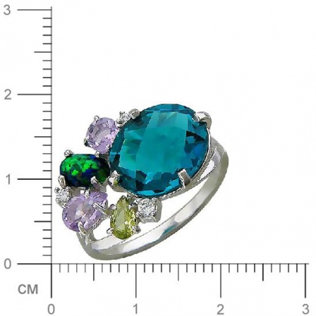 Кольцо с россыпью цветных камней из серебра (арт. 837667)