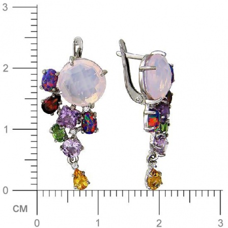 Серьги с россыпью цветных камней из серебра (арт. 837699)